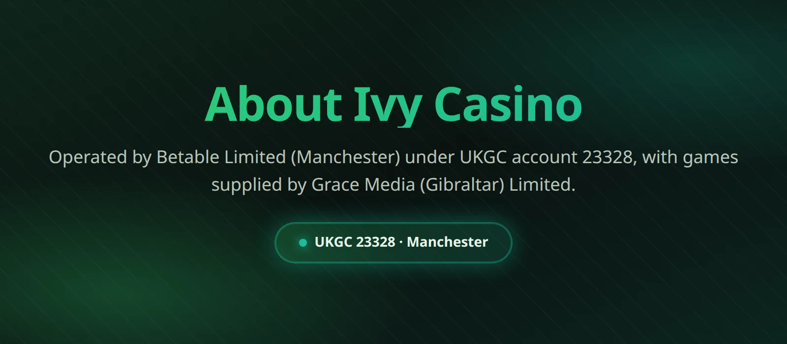 Ivy Casino operated by Betable Limited under UKGC account 23328